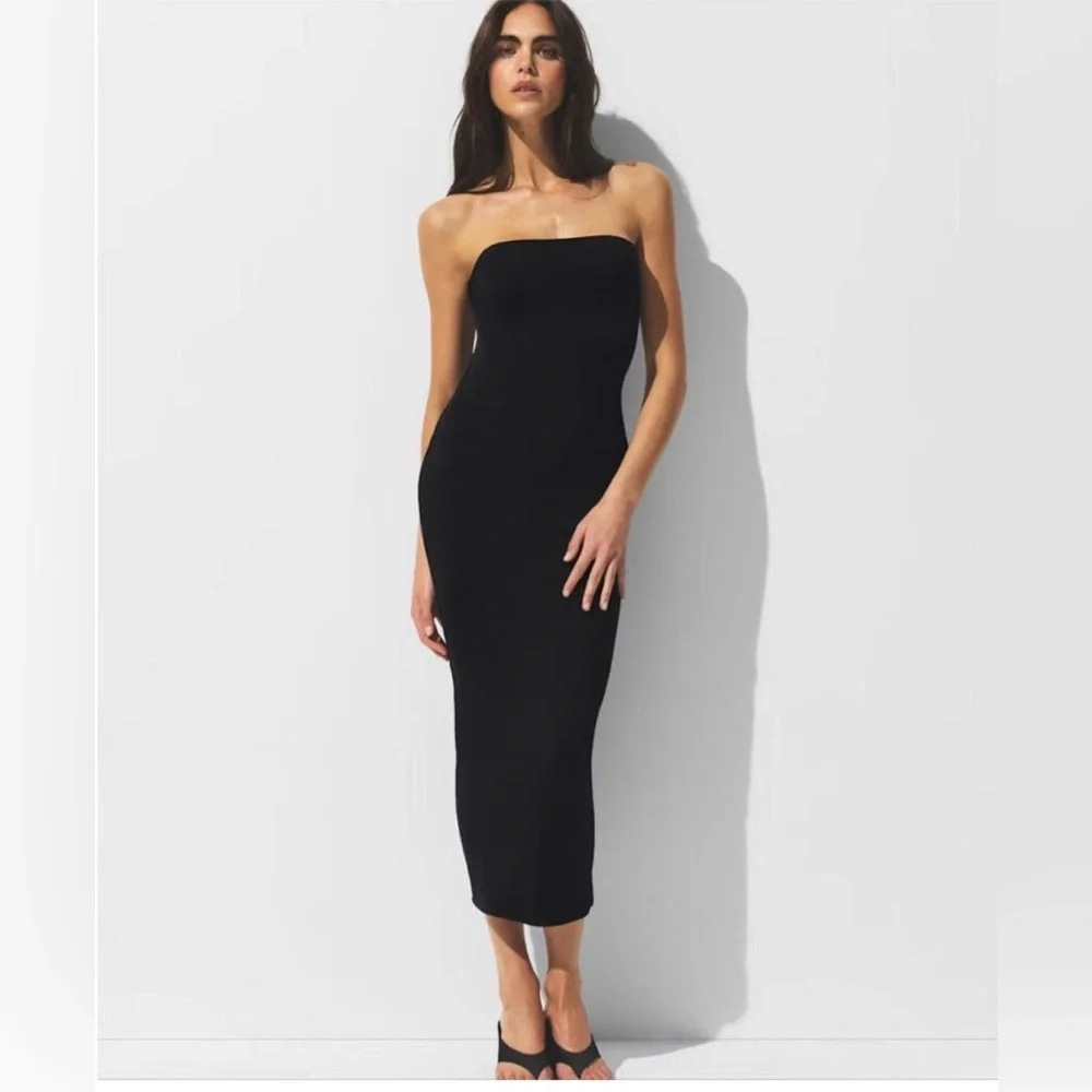 SKIMS Classic Swim Convertible Tube Dress 🖤 Size XXS | Obsidian